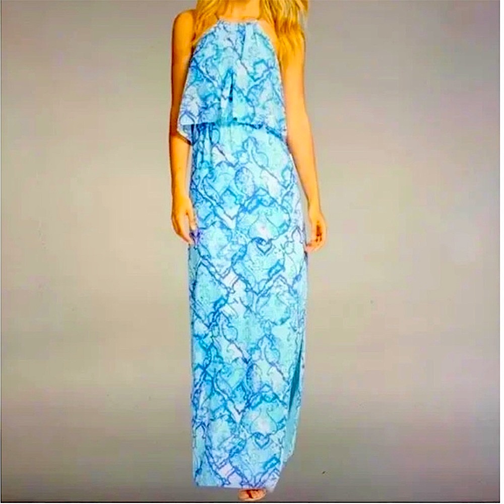 Vince Camuto Kaleidoscope print halter maxi dress